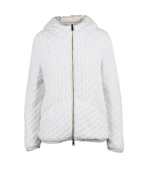 Panicale Quilted Wool Jacket With Hood And Zip Closure - White