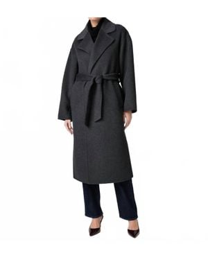 PAIGE Connery Wool-Blend Long Robe Coat - Black