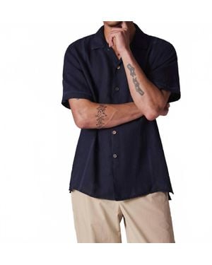 Paul Smith Linen Short-Sleeve Blanket-Stitch Shirt - Blue
