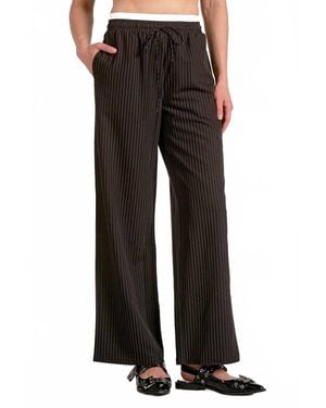 Elan Trent Pant With Pinstripes - Black
