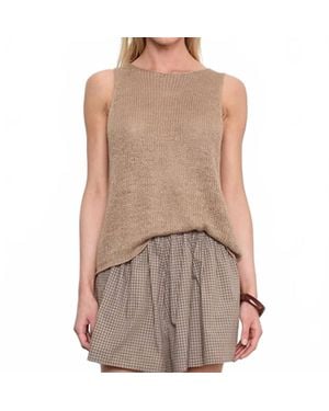 Enza Costa Linen Open Knit Tank Top - Brown
