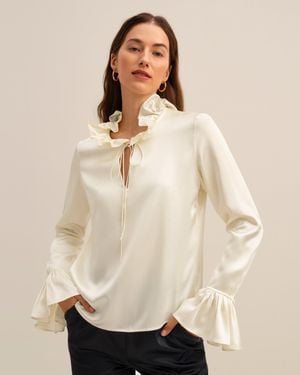 LILYSILK Vintage Long Sleeves Silk Blouse For - Natural