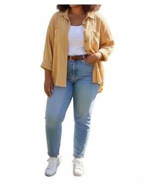 She + Sky Long Sleeve Double Gauze Shirt - Blue