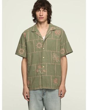Lucky Brand Novelty Camp Collar Shirt - Green