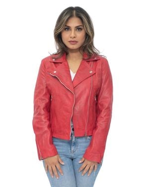Infinity Leather Leather Biker Jacket-Zanzibar - Red
