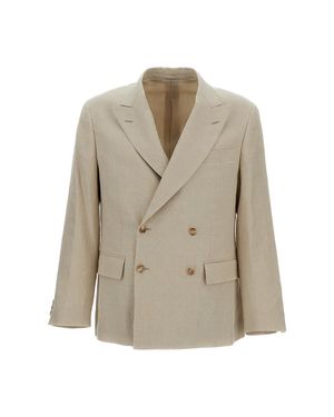 Kaptain Sunshine Double-Breasted Linen And Silk-Blend Jacket - Natural