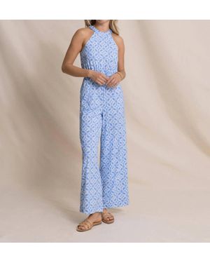 Southern Tide Karrigan Printed Perf Jumpsuit - Blue