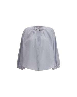 Forte _ Voile Shirt With Embroidery - Gray