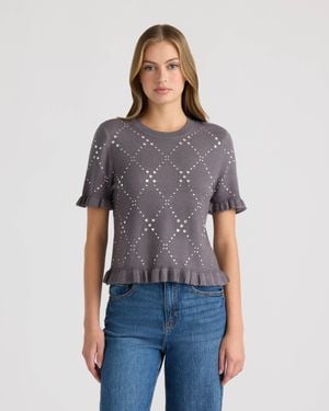 NVLT Crew Neck Sweater With Ruffles - Blue