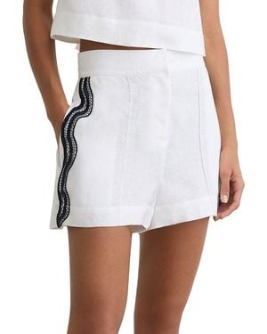 Reiss Felicity Linen Scallop Trim Short - White