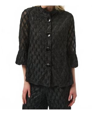 Joseph Ribkoff Cascade Print 3/4 Sleeves Trapeze Jacket - Black