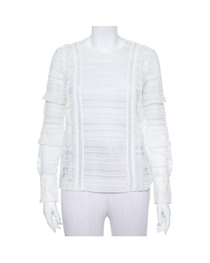 Self-Portrait Self Portrait Paneled Lace Sheer Long Sleeve Top - White
