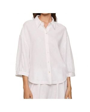 Eberjey Juniors Linen Blend Relaxed Sleeve Top - White