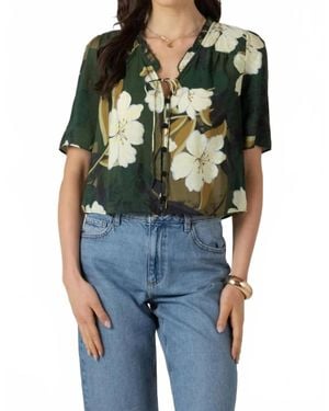 Dex Button Front Blouse - Blue