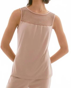 Joseph Ribkoff Silky Knit And Rhinestone Mesh Top - Brown