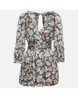 Maje Printed Satin Paisley Noir Jumpsuit - Black