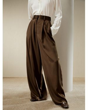 LILYSILK High-Waisted Wide Leg Dense Silk Pants For - Natural