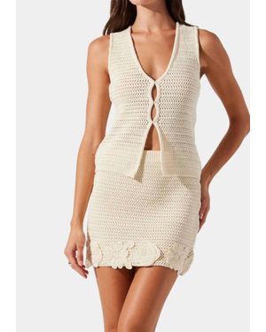 Astr Cottagecore Crochet Sweater Tank - White