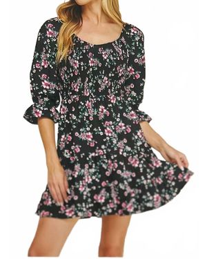 As U Wish Boho Blossom Mini Dress - Black