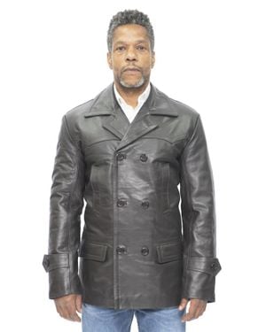 Infinity Leather Cowhide Peacoat-Krakaw - Gray