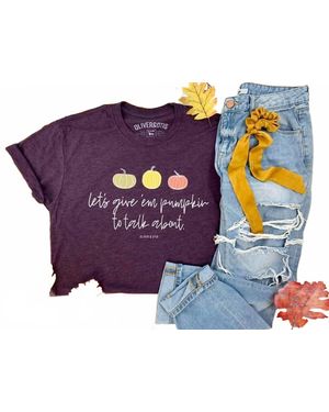 OLIVER & OTIS Let's Give 'Em Pumpkin To Talk About Graphic Tee Shirt - Purple
