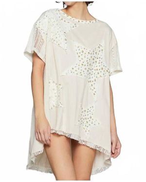 Pol Star High Low Shirt Dress - White