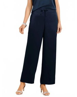 Before You Solid Satin Wide Leg Pants - Blue