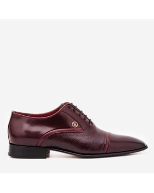 Vinci Leather Shoes The Rockwell Handmade Burgundy Leather Cap Toe Oxford Shoe - Red