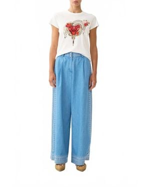 CAMILLA Slim Fit Round Neck T-Shirt - Blue