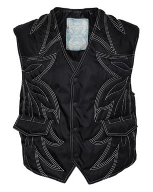 Bally 6302878 Western Embroidered Padded Vest - Black