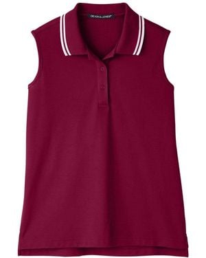 Devon & Jones Crownlux Performanceplaited Tipped Sleeveless Polo - Red