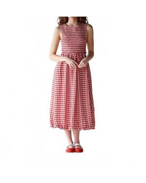 Sadie & Sage Ready Gingham Midi Dress - Red