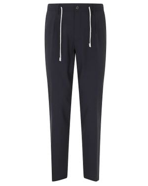 Eleventy Jogger Pants With Drawstring Waist And Button Closure - Blue