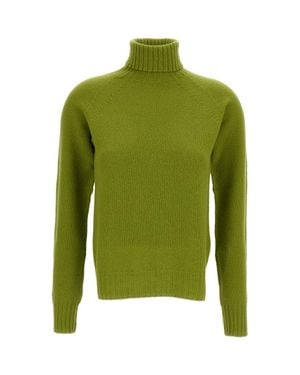 Drumohr Flat-Knit Wool Turtleneck - Green