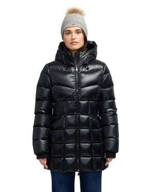 Pajar Zola Box Quilt Mid-Length Puffer With Fixed Hood - Black
