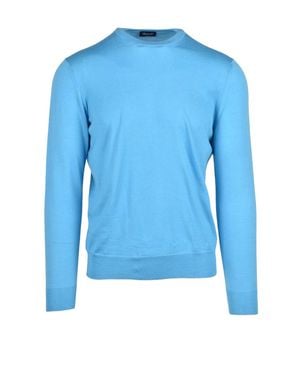 Drumohr Light Cashmere-Blend Crewneck Sweater - Blue