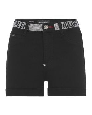 Philipp Plein Denim High Waist Hot Pants Tm - Black