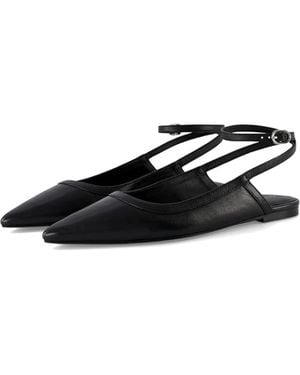 Free People Jules Flat Leather Pointed Toe Ankle Strap Htat940 - Black