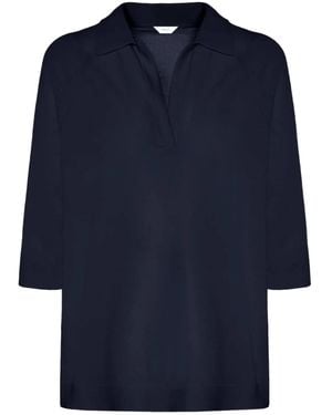 Malo Polo V-Neck Cotton Polo Shirt - Blue