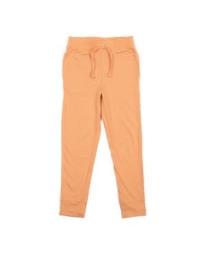 Leveret Kids Drawstring Jogger Pants Boho Solid Color - Orange