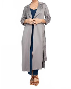 Haute Monde Satin Trench Coat - Gray
