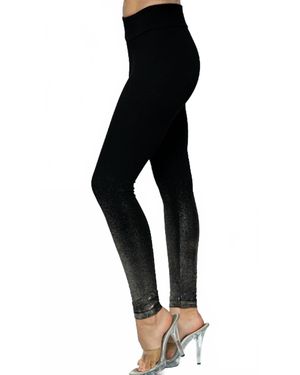 Vocal Apparel Foil Accent On Bottom Leggings - Black