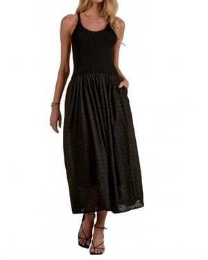 Elan Mixed Media Midi Dress - Black