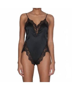 Fleur du Mal Venus Lace And Silk Teddy - Black