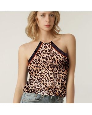 TRUEDAMES Leopard Pattern Printed Square Silky Satin Scarf Shawl - Multicolor
