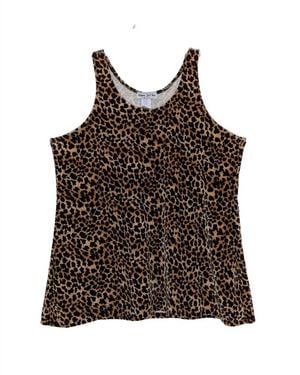 Shane Lee Leopard Suede Long Tank Top - Brown