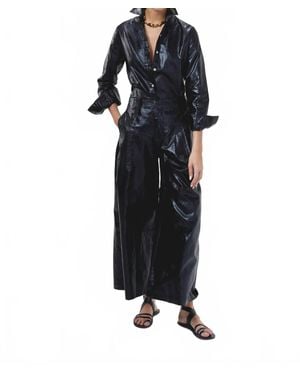Lanhtropy Culotte Metallic Linen Pants - Black