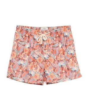 Peninsula Vibrant Floral Swim Shorts With Adjustable Drawstring - Red