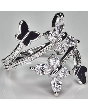 Faire Butterfly Rhodium Plated Ring - Metallic