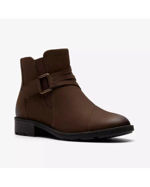 Clarks Adalynn Faye 26184068 Boots Mushroom Nubuck Ankle Bootie Mew406 - Brown